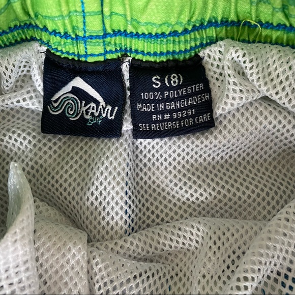 Boys Laguna & Kanu Surf Swim Trunks Blue, Green Stripes Size Small 8 - Picture 7 of 11